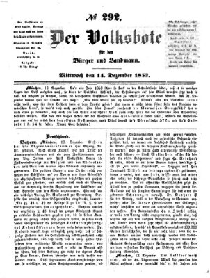 Der Volksbote für den Bürger und Landmann Mittwoch 14. Dezember 1853