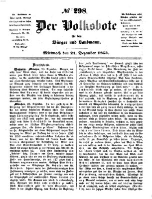 Der Volksbote für den Bürger und Landmann Mittwoch 21. Dezember 1853