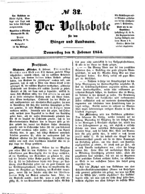 Der Volksbote für den Bürger und Landmann Donnerstag 9. Februar 1854