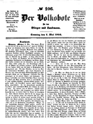 Der Volksbote für den Bürger und Landmann Sonntag 7. Mai 1854