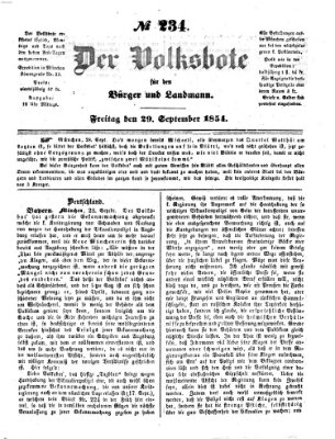 Der Volksbote für den Bürger und Landmann Freitag 29. September 1854