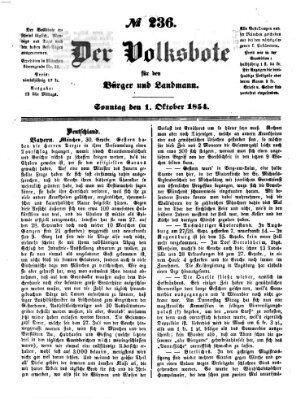 Der Volksbote für den Bürger und Landmann Sonntag 1. Oktober 1854