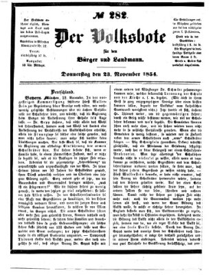 Der Volksbote für den Bürger und Landmann Donnerstag 23. November 1854