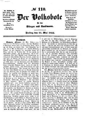 Der Volksbote für den Bürger und Landmann Freitag 11. Mai 1855