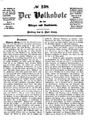 Der Volksbote für den Bürger und Landmann Freitag 6. Juli 1855