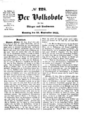 Der Volksbote für den Bürger und Landmann Sonntag 23. September 1855