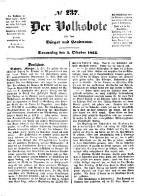 Der Volksbote für den Bürger und Landmann Donnerstag 4. Oktober 1855