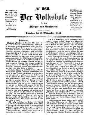 Der Volksbote für den Bürger und Landmann Samstag 3. November 1855