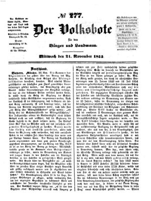 Der Volksbote für den Bürger und Landmann Mittwoch 21. November 1855