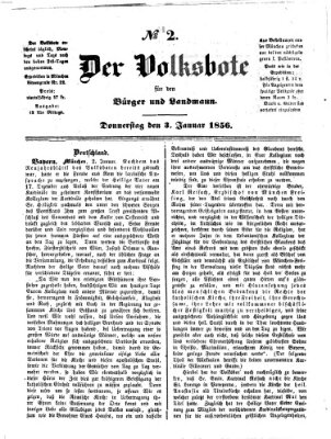 Der Volksbote für den Bürger und Landmann Donnerstag 3. Januar 1856