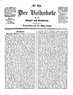 Der Volksbote für den Bürger und Landmann Donnerstag 13. März 1856