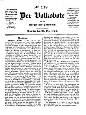 Der Volksbote für den Bürger und Landmann Dienstag 20. Mai 1856
