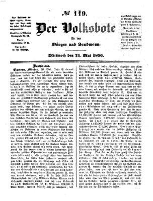 Der Volksbote für den Bürger und Landmann Mittwoch 21. Mai 1856