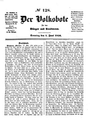 Der Volksbote für den Bürger und Landmann Sonntag 1. Juni 1856