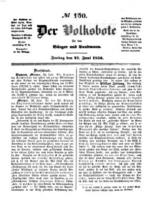 Der Volksbote für den Bürger und Landmann Freitag 27. Juni 1856