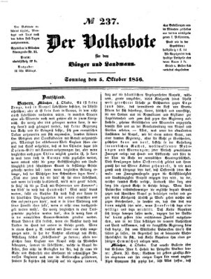 Der Volksbote für den Bürger und Landmann Sonntag 5. Oktober 1856
