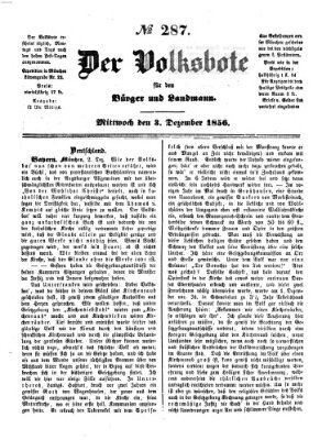 Der Volksbote für den Bürger und Landmann Mittwoch 3. Dezember 1856