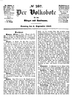 Der Volksbote für den Bürger und Landmann Sonntag 6. September 1857
