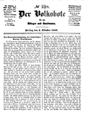 Der Volksbote für den Bürger und Landmann Freitag 2. Oktober 1857