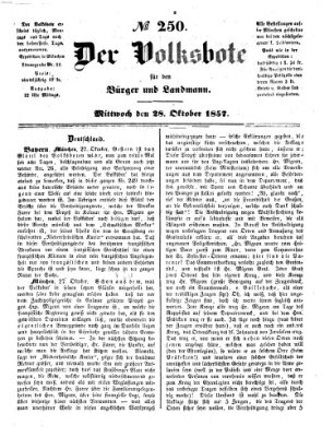 Der Volksbote für den Bürger und Landmann Mittwoch 28. Oktober 1857