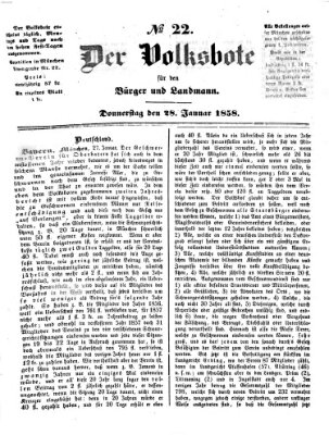 Der Volksbote für den Bürger und Landmann Donnerstag 28. Januar 1858