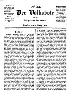 Der Volksbote für den Bürger und Landmann Dienstag 9. März 1858