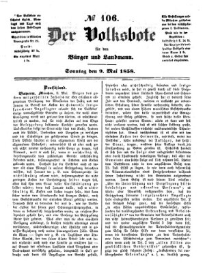 Der Volksbote für den Bürger und Landmann Sonntag 9. Mai 1858