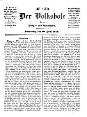 Der Volksbote für den Bürger und Landmann Donnerstag 10. Juni 1858