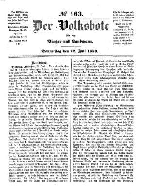 Der Volksbote für den Bürger und Landmann Donnerstag 22. Juli 1858