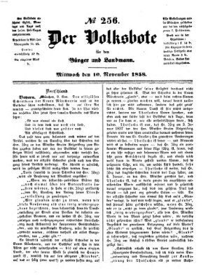 Der Volksbote für den Bürger und Landmann Mittwoch 10. November 1858
