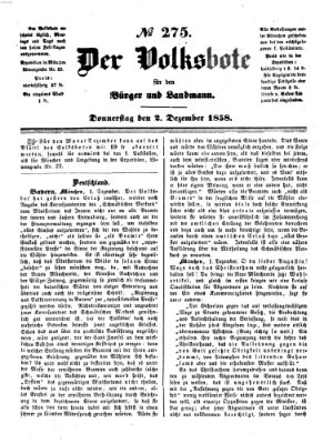 Der Volksbote für den Bürger und Landmann Donnerstag 2. Dezember 1858