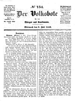Der Volksbote für den Bürger und Landmann Mittwoch 6. Juli 1859