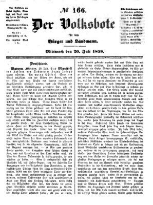 Der Volksbote für den Bürger und Landmann Mittwoch 20. Juli 1859