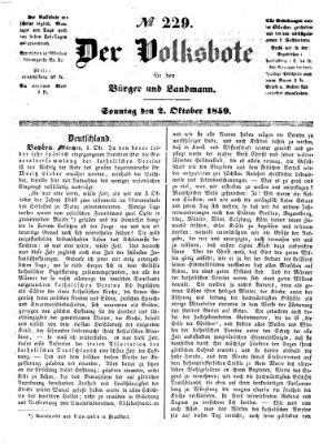 Der Volksbote für den Bürger und Landmann Sonntag 2. Oktober 1859