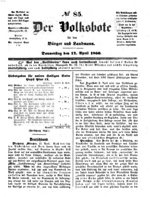 Der Volksbote für den Bürger und Landmann Donnerstag 12. April 1860