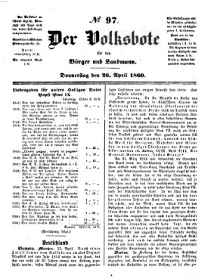 Der Volksbote für den Bürger und Landmann Donnerstag 26. April 1860