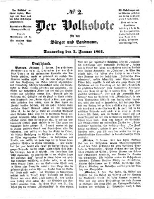 Der Volksbote für den Bürger und Landmann Donnerstag 3. Januar 1861