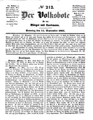 Der Volksbote für den Bürger und Landmann Sonntag 15. September 1861