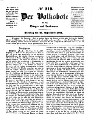Der Volksbote für den Bürger und Landmann Dienstag 24. September 1861