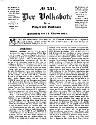 Der Volksbote für den Bürger und Landmann Donnerstag 31. Oktober 1861