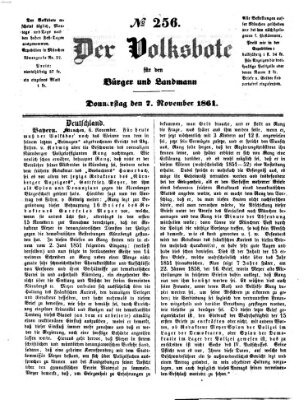 Der Volksbote für den Bürger und Landmann Donnerstag 7. November 1861