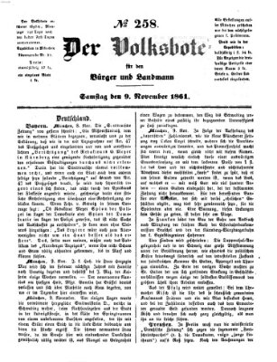 Der Volksbote für den Bürger und Landmann Samstag 9. November 1861