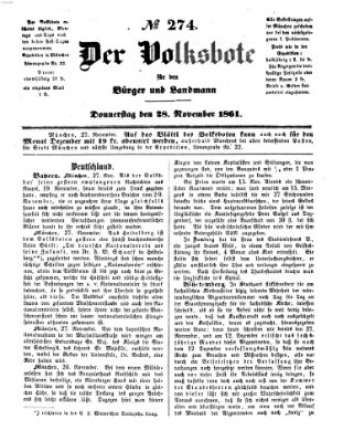 Der Volksbote für den Bürger und Landmann Donnerstag 28. November 1861
