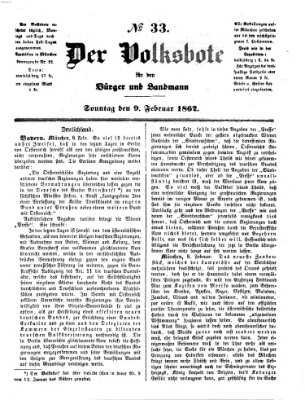 Der Volksbote für den Bürger und Landmann Sonntag 9. Februar 1862