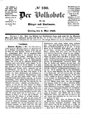Der Volksbote für den Bürger und Landmann Freitag 2. Mai 1862
