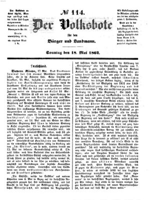 Der Volksbote für den Bürger und Landmann Sonntag 18. Mai 1862