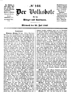 Der Volksbote für den Bürger und Landmann Mittwoch 23. Juli 1862