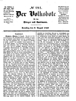 Der Volksbote für den Bürger und Landmann Samstag 9. August 1862