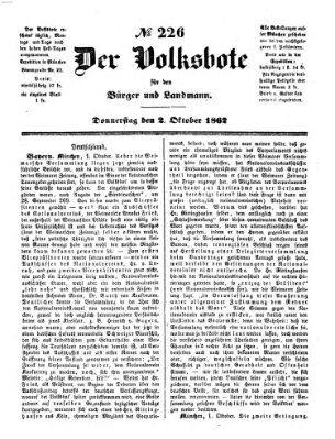 Der Volksbote für den Bürger und Landmann Donnerstag 2. Oktober 1862