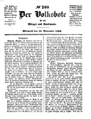 Der Volksbote für den Bürger und Landmann Mittwoch 12. November 1862